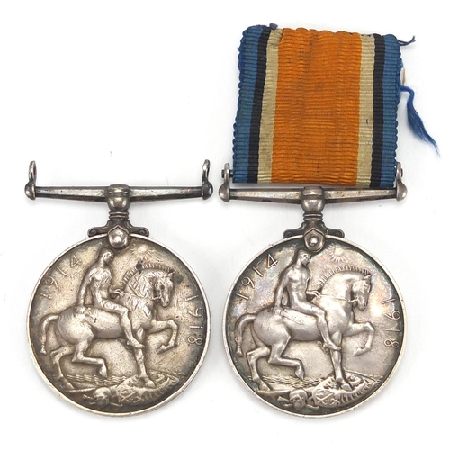 263 - Two British Military World War I 1914-18 war medals awarded to 6-916.A.W.WALL.A.B.R.N. and 1756PTE.A... 