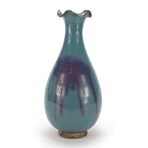 380 - Chinese blue and purple glazed Jun stoneware vase, 40.5cm high