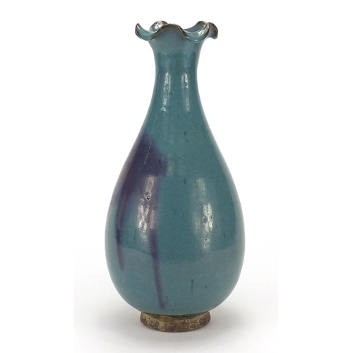 380 - Chinese blue and purple glazed Jun stoneware vase, 40.5cm high