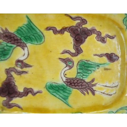 368 - Pair of Chinese porcelain yellow ground brush washers, both hand painted in the famille verte palett... 