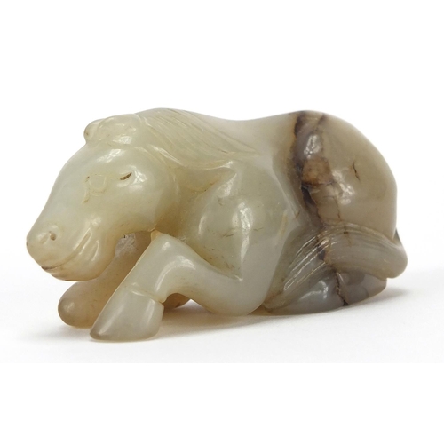 418 - Chinese white jade carving of a recumbent horse, 9cm wide