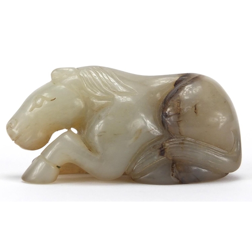 418 - Chinese white jade carving of a recumbent horse, 9cm wide