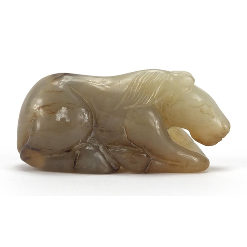 418 - Chinese white jade carving of a recumbent horse, 9cm wide