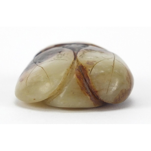 427 - Chinese pale green and russet jade carving of a beetle, 5.5cm in length