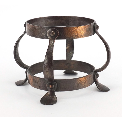 612 - Arts and Crafts planished copper stand, 15.5cm high