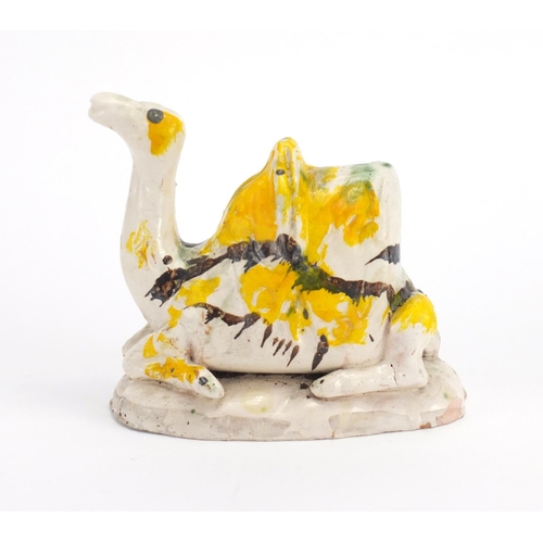 487 - Turkish Canakkale hand painted pottery seated camel, 14cm high