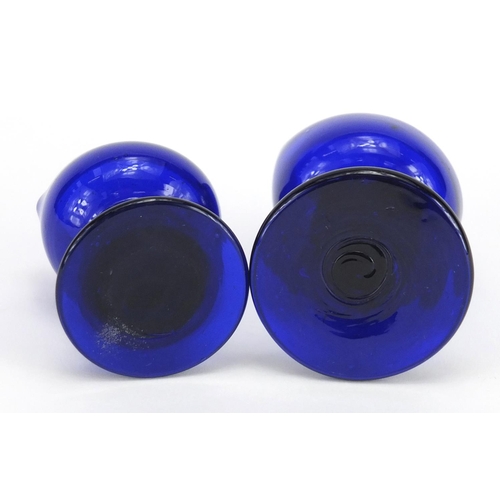 549 - Two Victorian Bristol Blue glass eye baths, the largest 6.2cm high