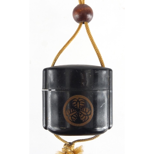 411 - Japanese lacquered inro with ojime, the inro 3.5cm high