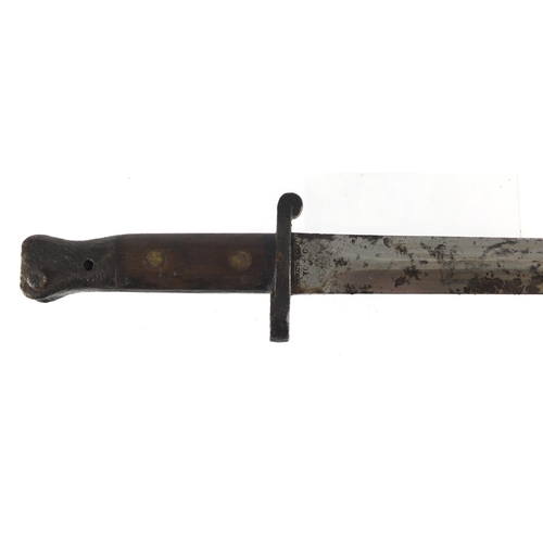 295 - British Military Lee Enfield MKII bayonet by Wilkinson, various impressed marks to the blade, 43.5cm... 