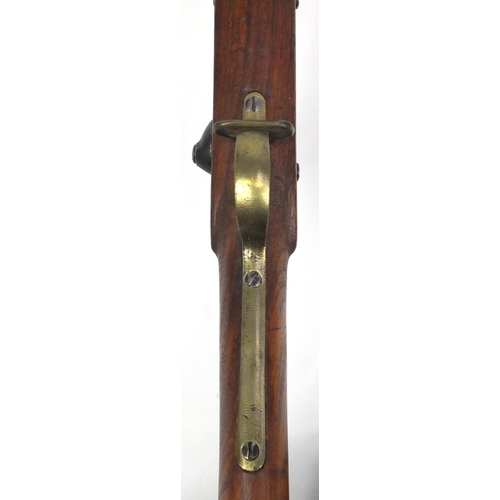 298 - Enfield India pattern two band percussion rifle musket, stamped Made in India to the lock, 122cm in ... 