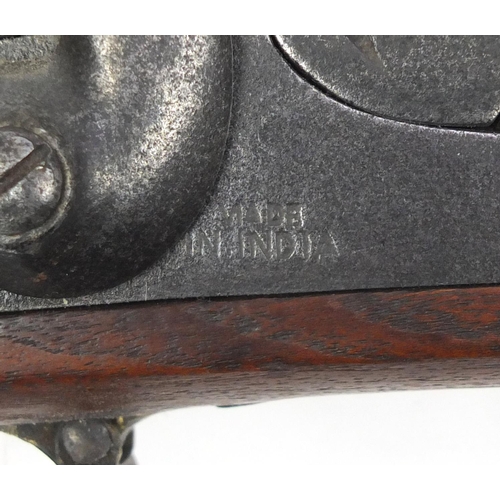 298 - Enfield India pattern two band percussion rifle musket, stamped Made in India to the lock, 122cm in ... 