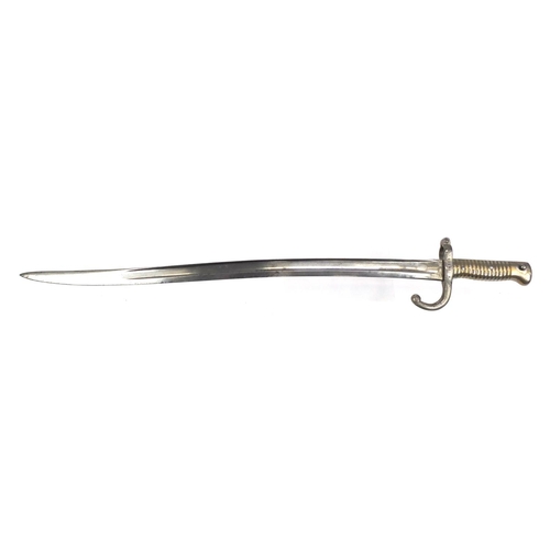 293 - French Military interest Yataghan bayonet,  model 1866, various impressed marks, 69.5cm in length