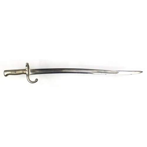 293 - French Military interest Yataghan bayonet,  model 1866, various impressed marks, 69.5cm in length