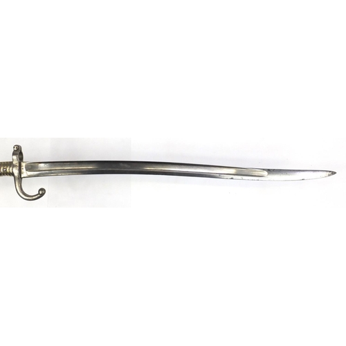 293 - French Military interest Yataghan bayonet,  model 1866, various impressed marks, 69.5cm in length