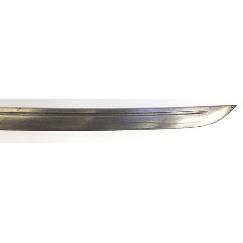 297 - Japanese Military interest Samurai sword and scabbard, character marks to the blade, 94cm in length