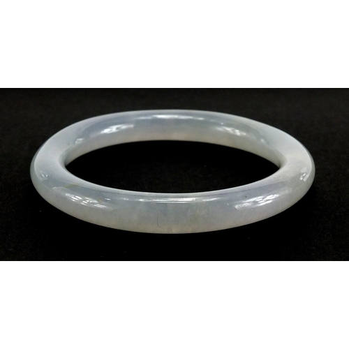 434 - Chinese white jade bangle together with a glass scent bottle, the interior hand painted with birds o... 