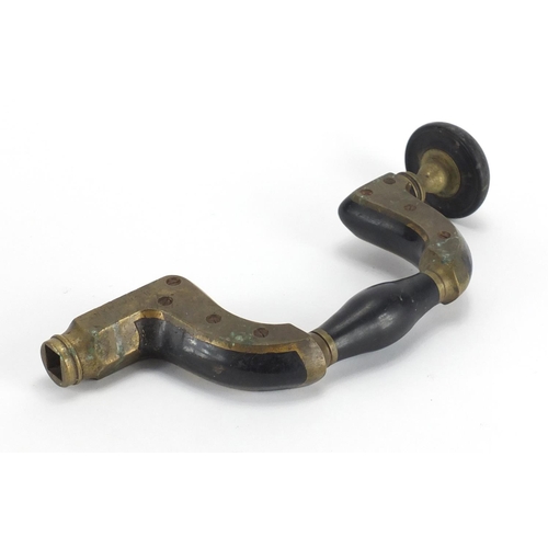 100 - 19th century brass and ebony brace by William Marples of Hibernia, 34cm wide