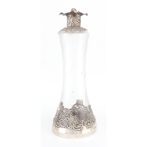 648 - Victorian silver mounted glass decanter, by William Commyns London 1909, 31cm high