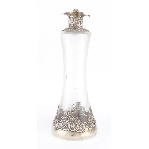 648 - Victorian silver mounted glass decanter, by William Commyns London 1909, 31cm high