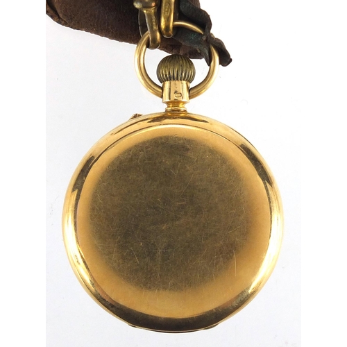 831 - Gentleman's 18ct gold open face pocket watch with subsidiary dial, numbered 88225 to the movement, t... 