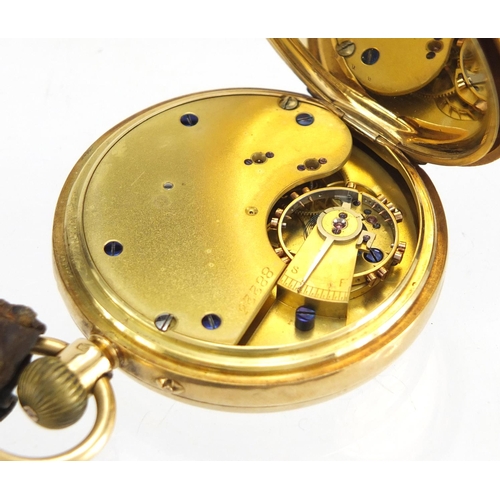 831 - Gentleman's 18ct gold open face pocket watch with subsidiary dial, numbered 88225 to the movement, t... 