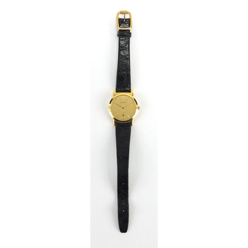 830 - Ladies Bucherer wristwatch with date dial, numbered 256715 to the back, 2.6cm in daimeter