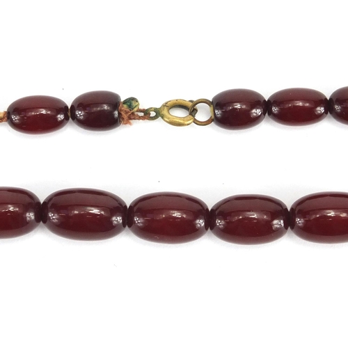 789 - Cherry amber coloured bead necklace, 42cm in length, approximate weight 19.2g