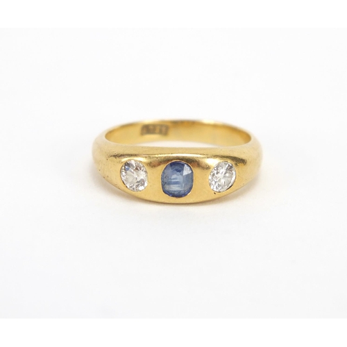 703 - 18ct gold Sapphire and Diamond ring, size R, approximate weight 6.5g