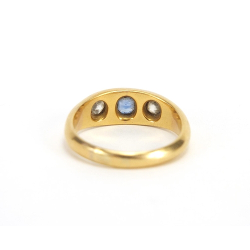 703 - 18ct gold Sapphire and Diamond ring, size R, approximate weight 6.5g