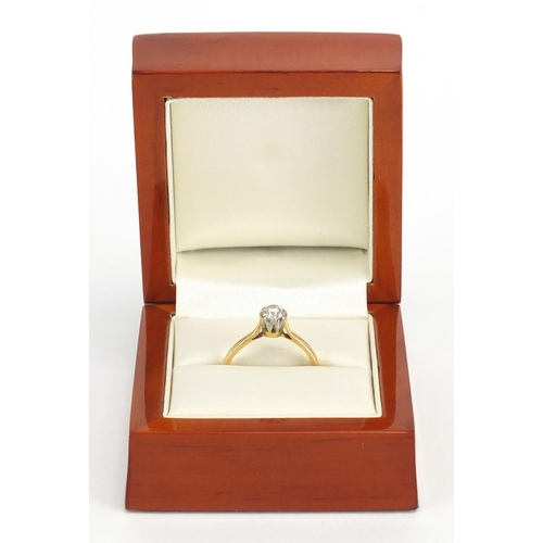 682 - 18ct gold Diamond solitaire ring, size Q, approximate weight 2.9g