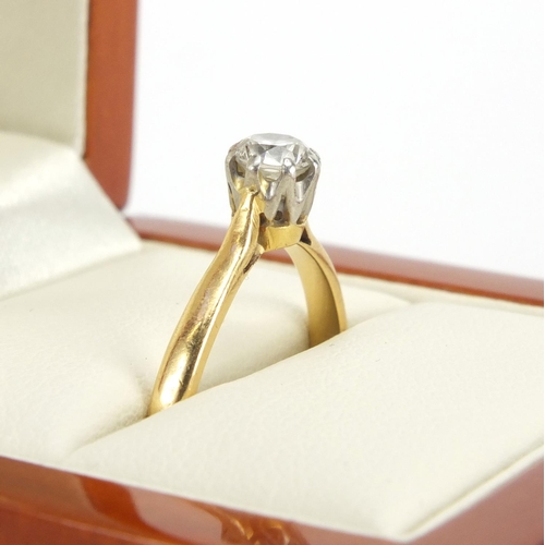 682 - 18ct gold Diamond solitaire ring, size Q, approximate weight 2.9g