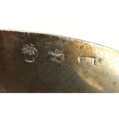 674 - Continental silver coloured metal apostle spoon, indistinct  marks to the bowl, 19.cm in length, app... 