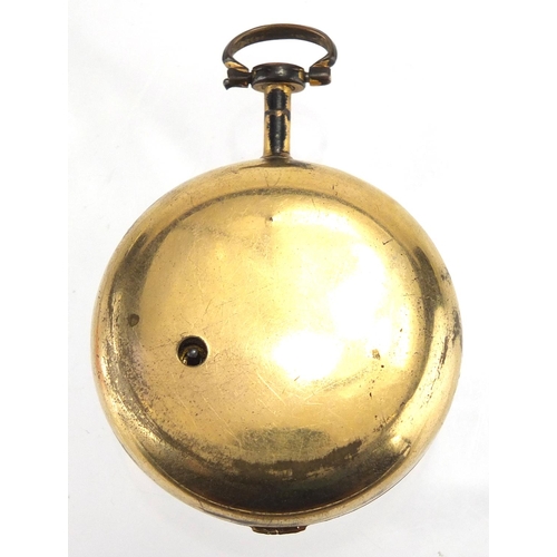 846 - Gentleman's gold plated open face pocket watch, the fusee movement engraved Cha Haley London, 1453, ... 