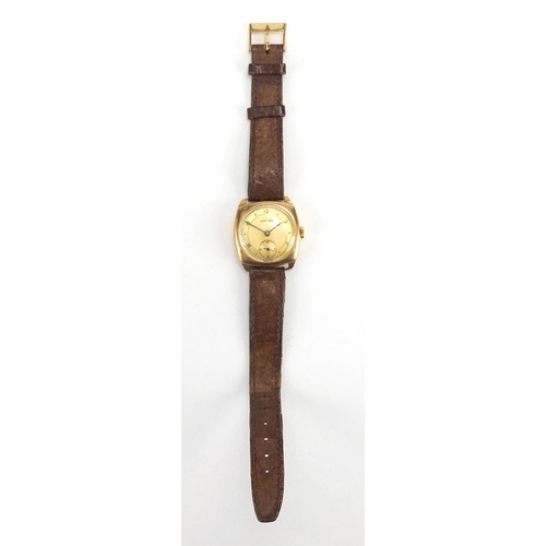 819 - Gentleman's 9ct gold Vertex wristwatch with subsidiary dial, inscription 'Presented by The united Af... 