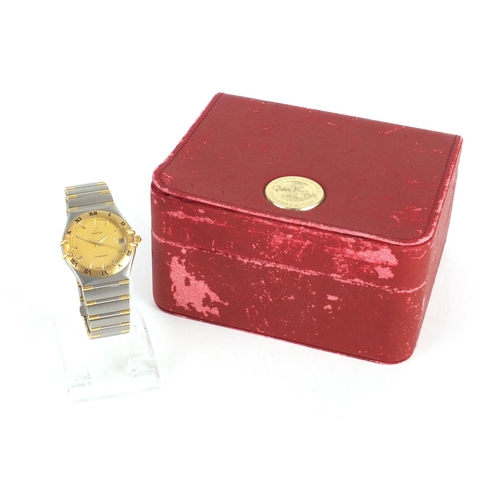 798 - Gentleman's Omega Constellation wristwatch with date dial, numbered 57250269 to the case, with box a... 