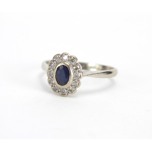 739 - 18ct gold sapphire and diamond ring, size Q, approximate weight 3.5g