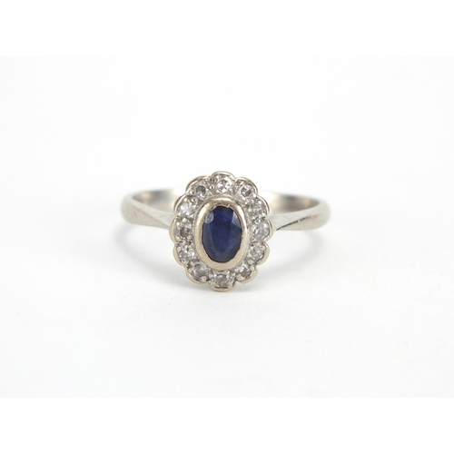 739 - 18ct gold sapphire and diamond ring, size Q, approximate weight 3.5g