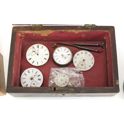 855 - Collection of vintage pocket watches, movements and watch tools