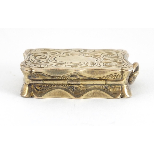 31 - Victorian rectangular silver vinaigrette by Robert Thornton, with hinged lid, gilt interior and flor... 