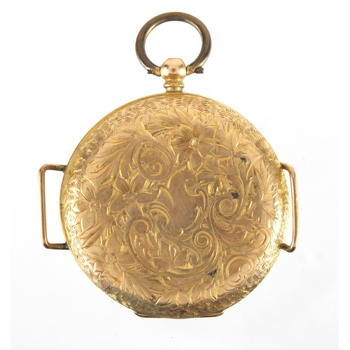 858 - Ladies 14ct gold watch case, numbered 16203, 3.2cm in diameter, approximate weight 5.4g