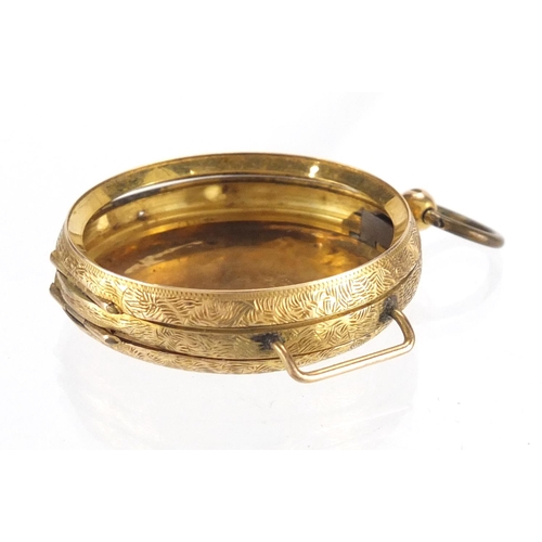 858 - Ladies 14ct gold watch case, numbered 16203, 3.2cm in diameter, approximate weight 5.4g