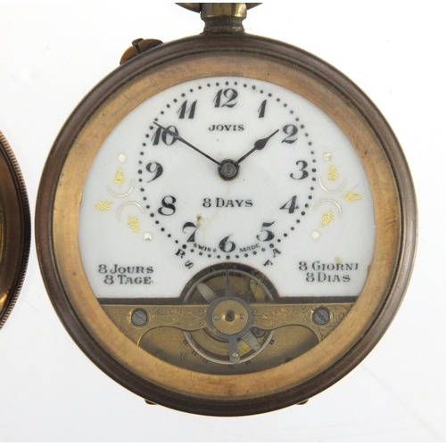 839 - Two vintage gentleman's open face pocket watches with eight day movements, the largest 5cm in diamet... 