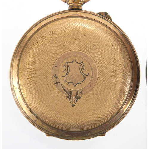 839 - Two vintage gentleman's open face pocket watches with eight day movements, the largest 5cm in diamet... 