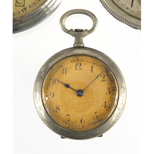 849 - Four Gentleman's vintage pocket watches, two with luminous dials and a gunmetal example, together wi... 