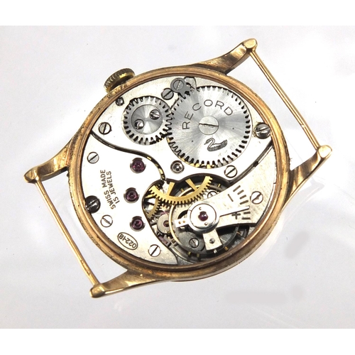 818 - Gentleman's 9ct gold Record wristwatch with subsidiary dial, 3cm in diameter, numbered 022-18 to the... 