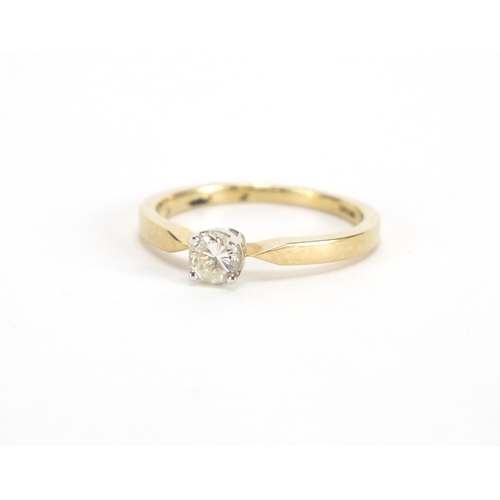 730 - 9ct gold Diamond solitaire ring, size O, approximate weight 2.1g