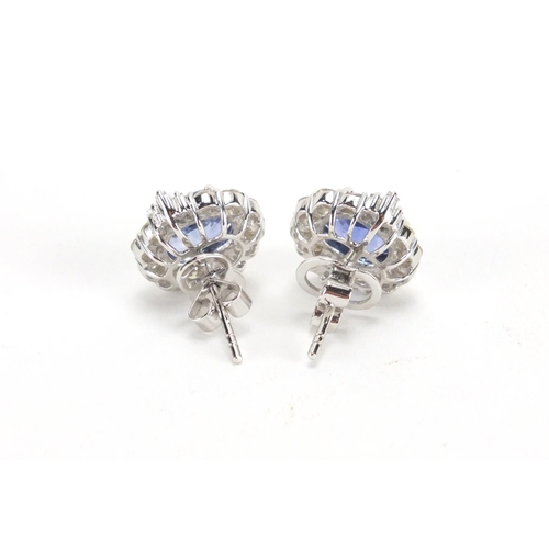 684 - Pair of 18ct white gold Sapphire and Diamond cluster earrings