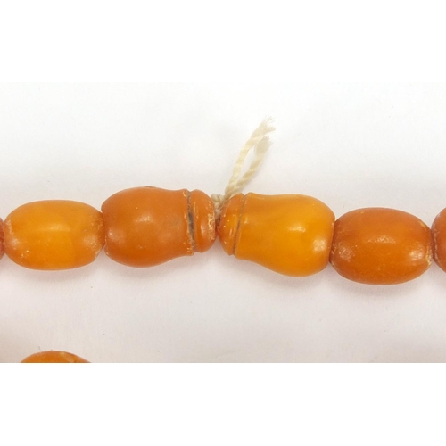 777 - Butterscotch amber bead necklace, 86cm in length, approximate weight 99.8g