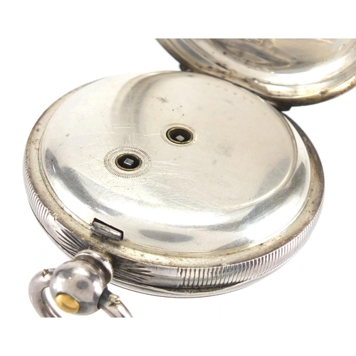 836 - Gentleman's silver open face pocket watch, with subsidiary dial marked  Fattorini & Sons Stein Swiss... 