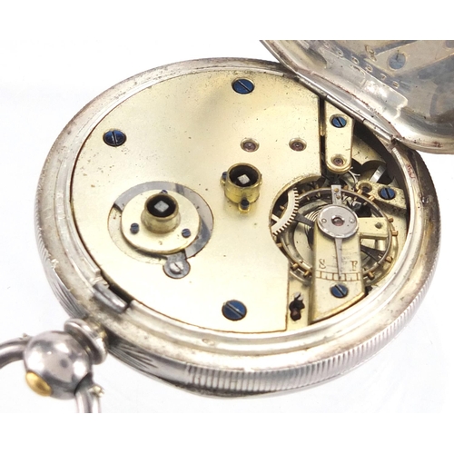 836 - Gentleman's silver open face pocket watch, with subsidiary dial marked  Fattorini & Sons Stein Swiss... 